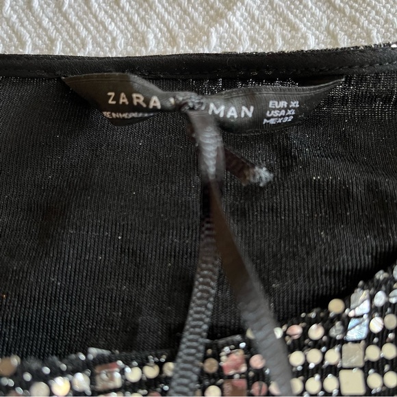 NWT Zara Black Sequins Mirror Cutout Cocktail Mini Dress - Picture 5 of 9